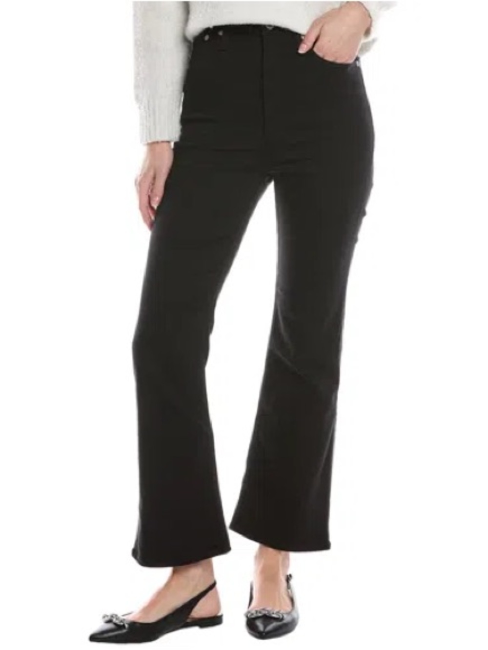 Rag & Bone Casey High Rise Ankle Flare Jeans Womens Size 26 Black Wash Stretch